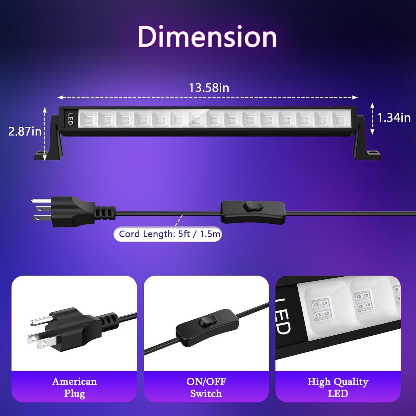 Lamvip 38W LED Black Light Bar