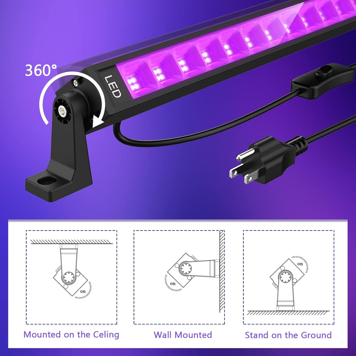 Lamvip 38W LED Black Light Bar