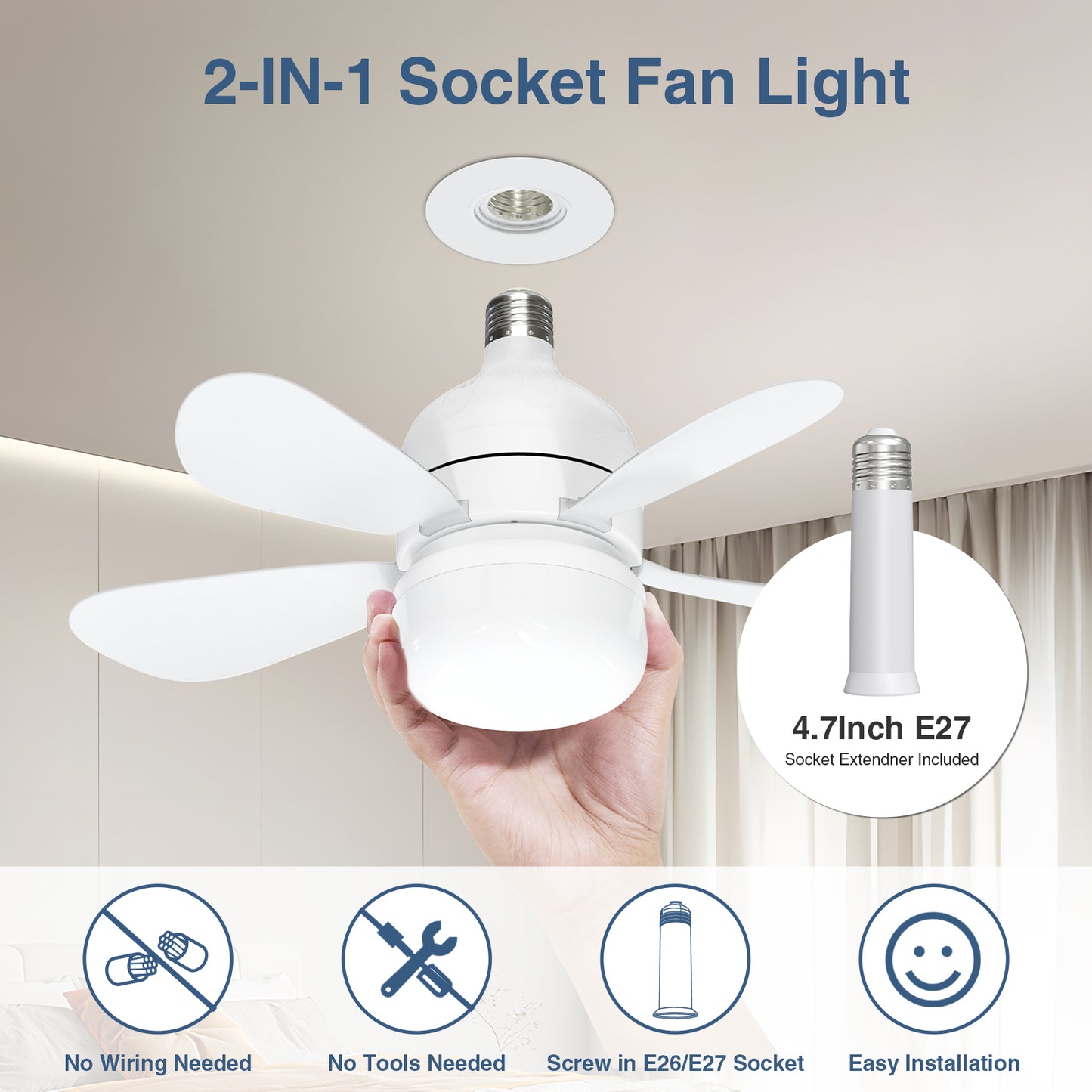 lamvip Socket Fan Light with Remote