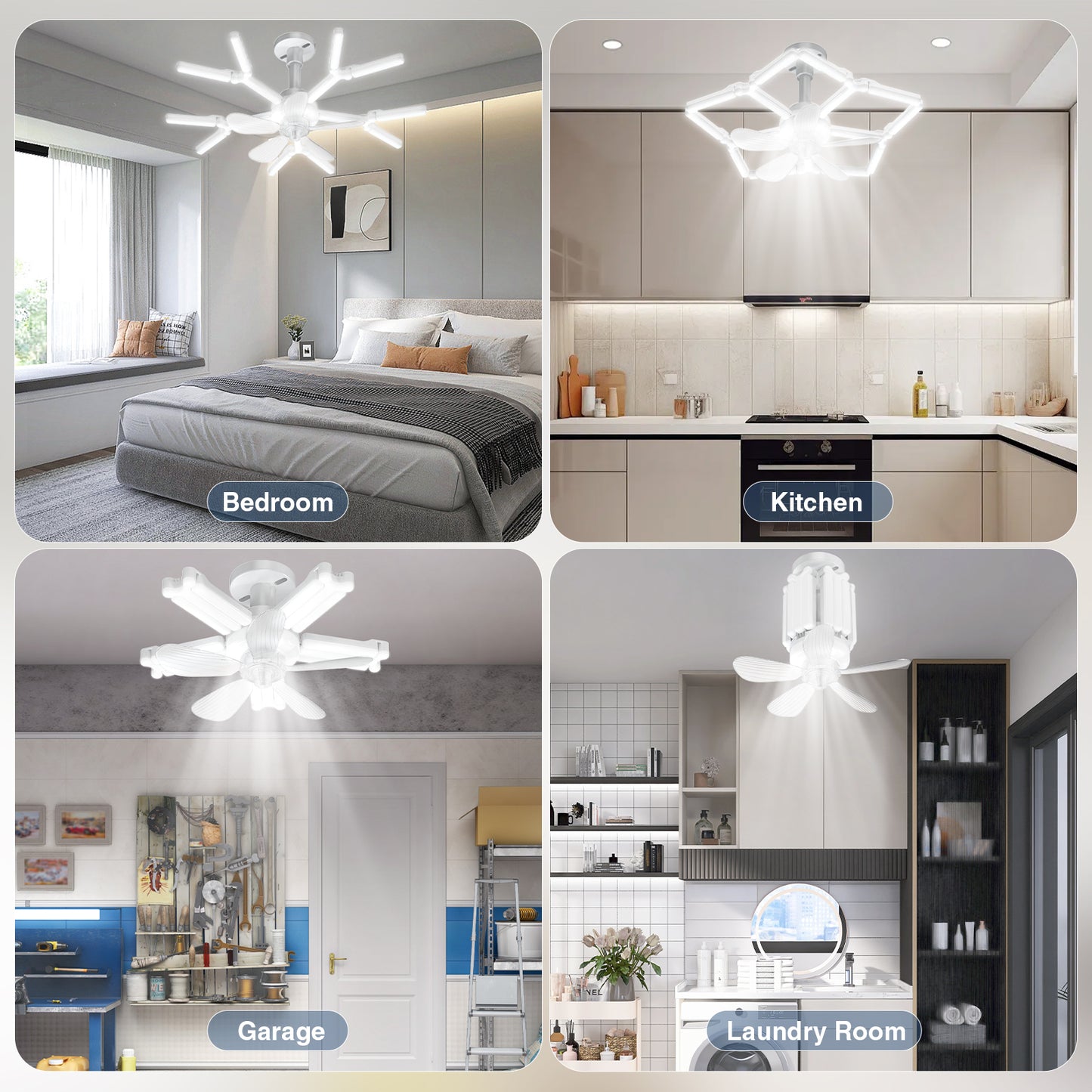 lamvip Foldable Screw in Ceiling Fans with Lights