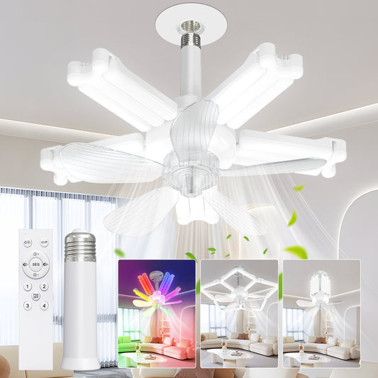 ‎lamvip Foldable Screw in Ceiling Fans with Lights